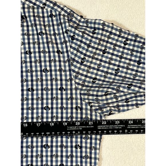 Tallia Slim Fit 15 1/2 32/33 Blue Checkered 3D Flip Cuff Button Down Shirt - Picture 8 of 9